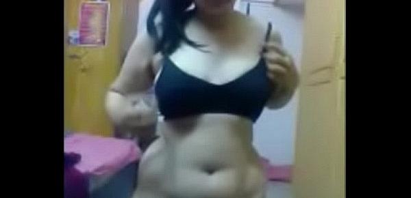  Indian Girl with Cute Tits Stripping And Masturbating